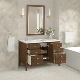 Myrrin 48" Single Vanity, Mid Century Walnut w/ 3 CM White Zeus Silestone Top