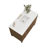 Myrrin 48" Single Vanity, Mid Century Walnut w/ 3 CM White Zeus Silestone Top