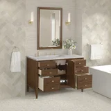 Myrrin 48" Single Vanity, Mid Century Walnut w/ 3 CM Eternal Jasmine Pearl Silestone Top w/FreePower Wireless Charger