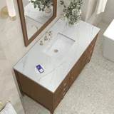 Myrrin 48" Single Vanity, Mid Century Walnut w/ 3 CM Ethereal Noctis Silestone Top w/FreePower Wireless Charger