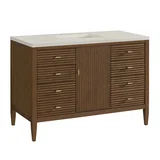 Myrrin 48" Single Vanity, Mid Century Walnut, w/ 3 CM Siberian Silestone Top w/FreePower Wireless Charger