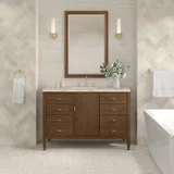 Myrrin 48" Single Vanity, Mid Century Walnut, w/ 3 CM Tajnar Eclos Top w/FreePower Wireless Charger