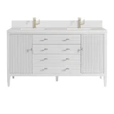 Myrrin 60" Double Vanity, Bright White w/ Single Hole 3 CM White Zeus Silestone Top & Backsplash