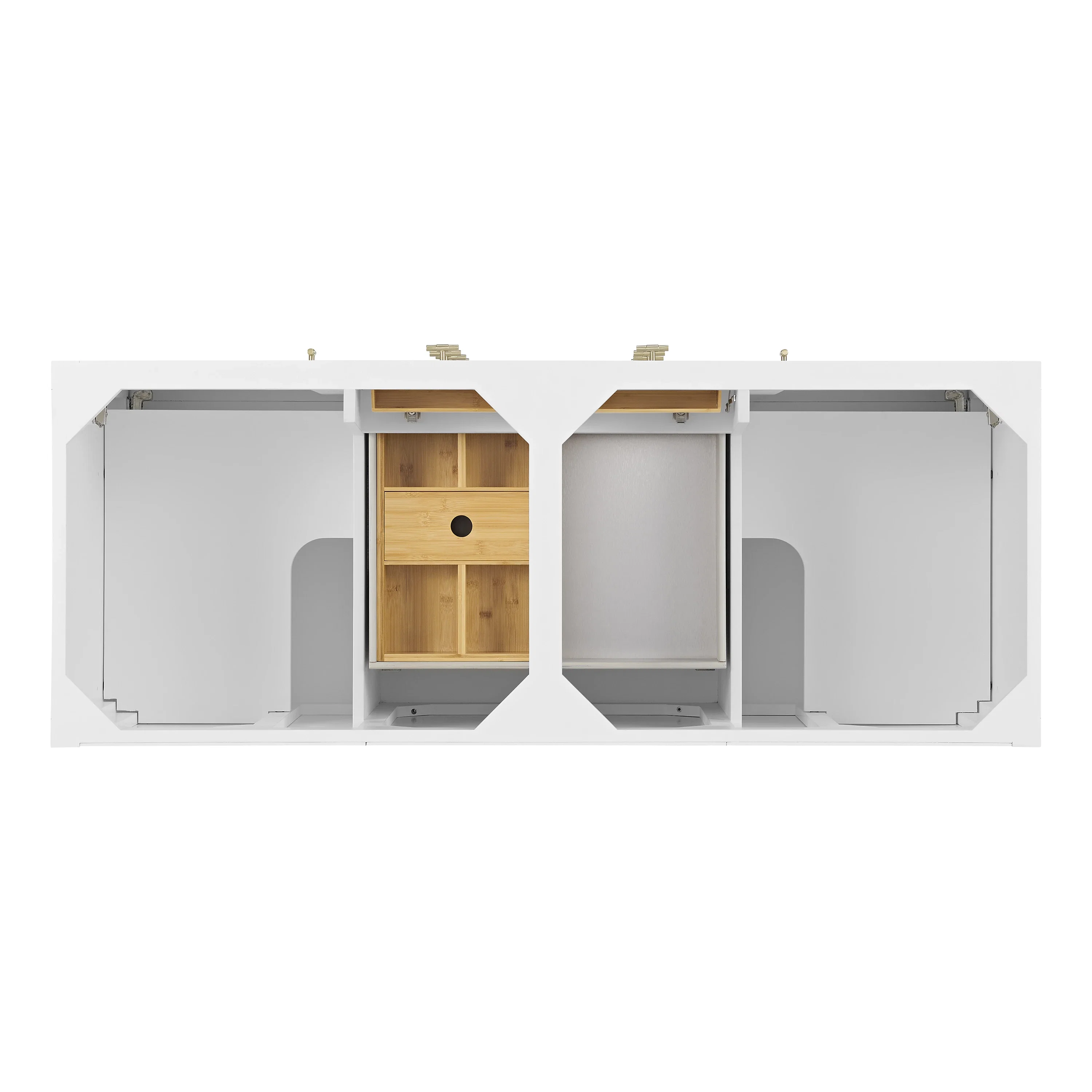 Myrrin 60" Double Vanity, Bright White w/ Single Hole 3 CM White Zeus Silestone Top & Backsplash