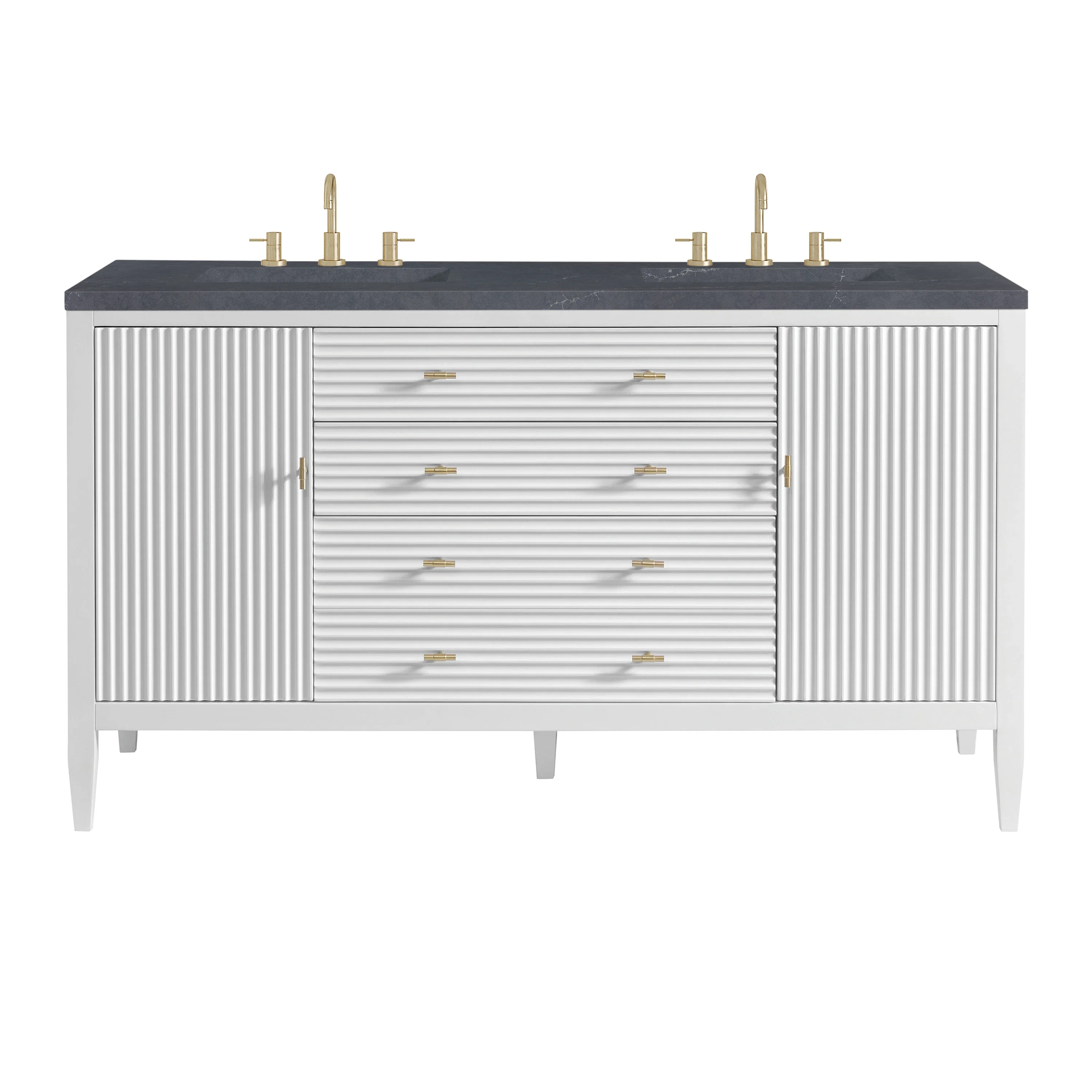 Myrrin 60" Double Vanity, Bright White w/ 3 CM Charcoal Soapstone Silestone Top