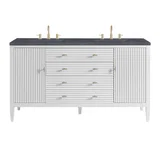 Myrrin 60" Double Vanity, Bright White w/ 3 CM Charcoal Soapstone Silestone Top