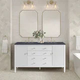 Myrrin 60" Double Vanity, Bright White w/ 3 CM Charcoal Soapstone Silestone Top