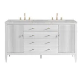 Myrrin 60" Double Vanity, Bright White w/ 3 CM Eternal Jasmine Pearl Silestone Top