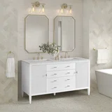 Myrrin 60" Double Vanity, Bright White w/ 3 CM Eternal Jasmine Pearl Silestone Top