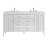 Myrrin 60" Double Vanity, Bright White w/ 3 CM Ethereal Noctis Silestone Top