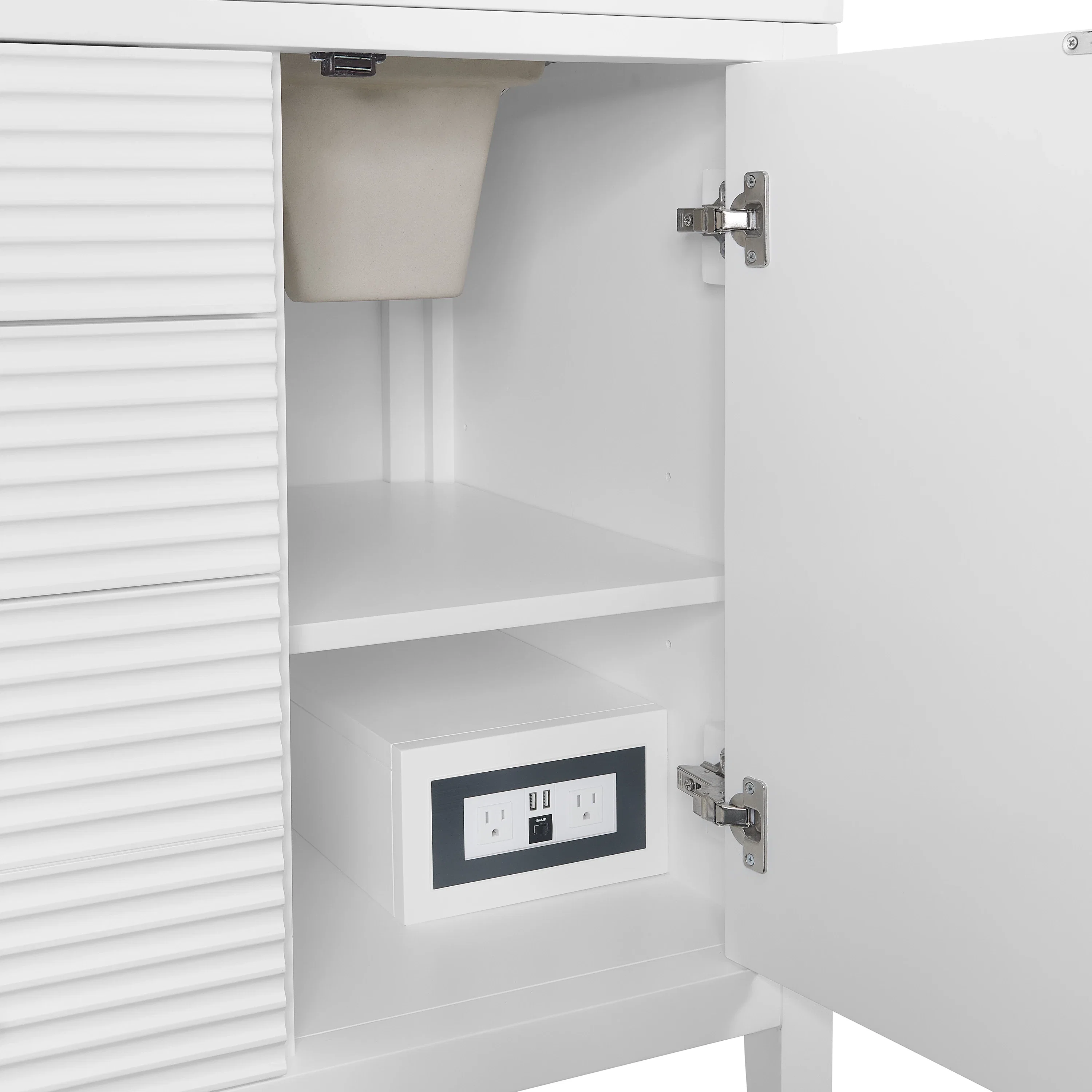 Myrrin 60" Double Vanity, Bright White w/ 3 CM Ethereal Noctis Silestone Top