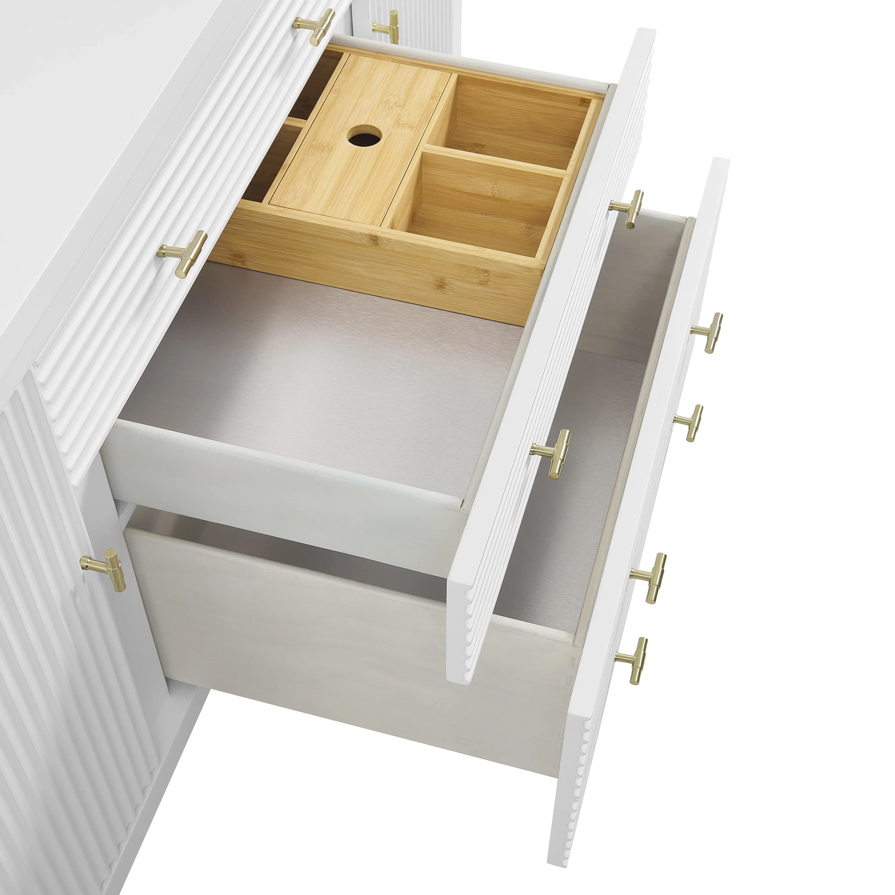 Myrrin 60" Double Vanity, Bright White w/ 3 CM Ethereal Noctis Silestone Top