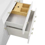 Myrrin 60" Double Vanity, Bright White w/ 3 CM Ethereal Noctis Silestone Top