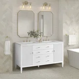 Myrrin 60" Double Vanity, Bright White w/ 3 CM Ethereal Noctis Silestone Top