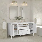 Myrrin 60" Double Vanity, Bright White w/ 3 CM Ethereal Noctis Silestone Top