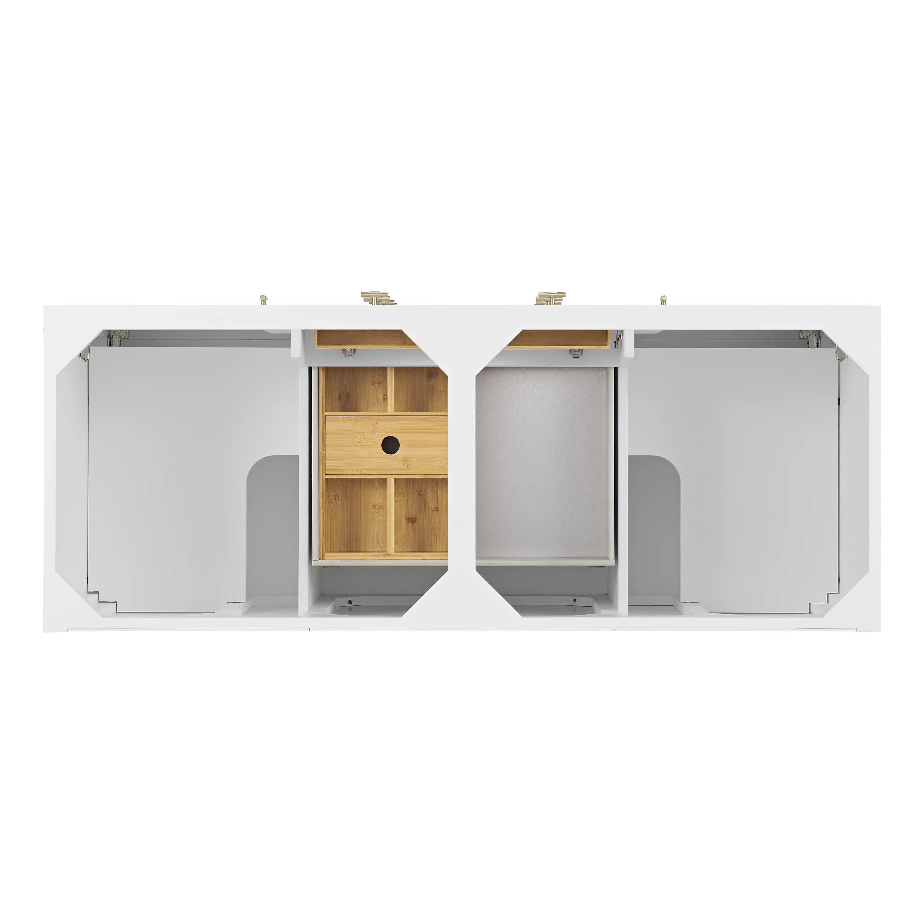 Myrrin 60" Double Vanity, Bright White w/ 3 CM Ethereal Noctis Silestone Top