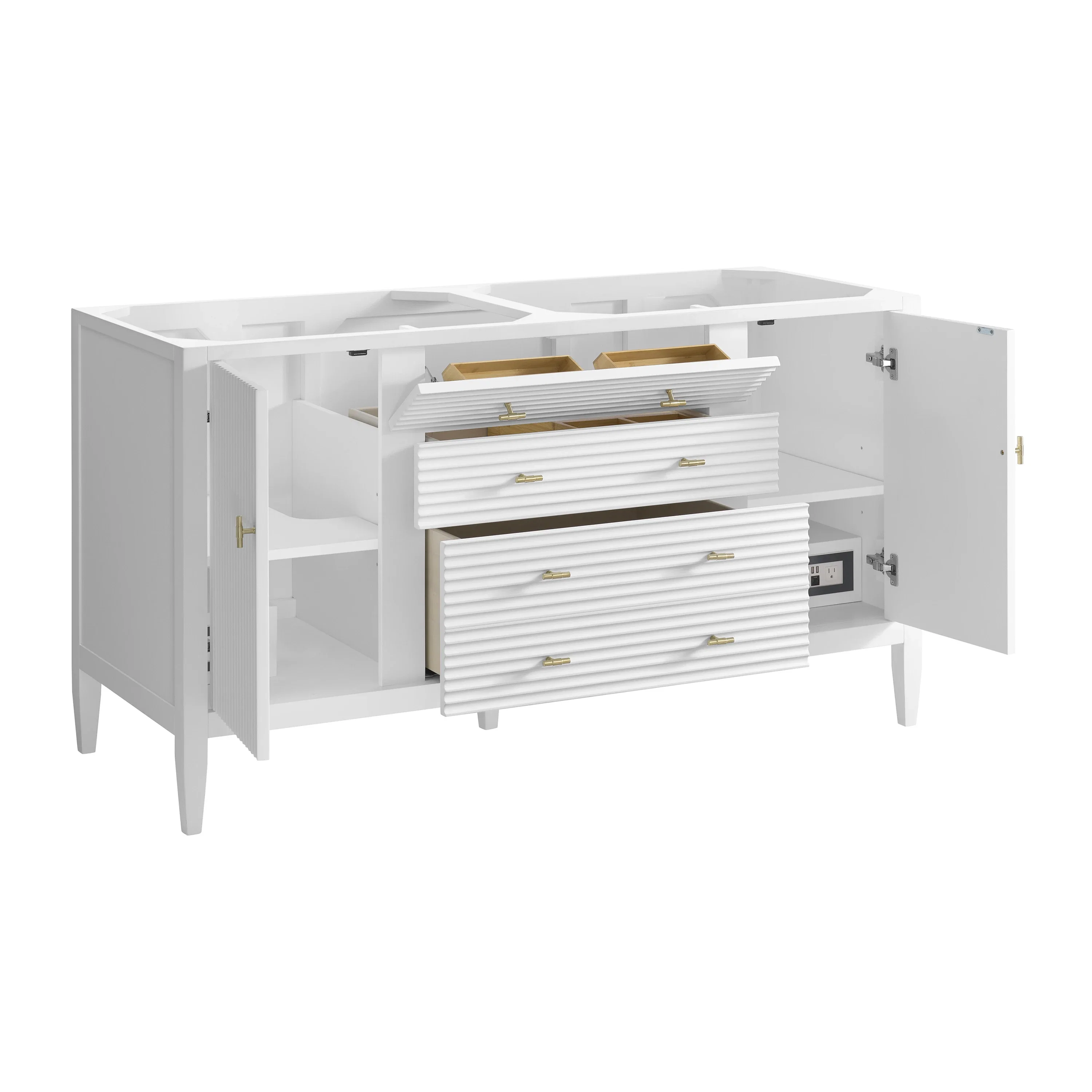 Myrrin 60" Double Vanity, Bright White w/ 3 CM Ethereal Noctis Silestone Top