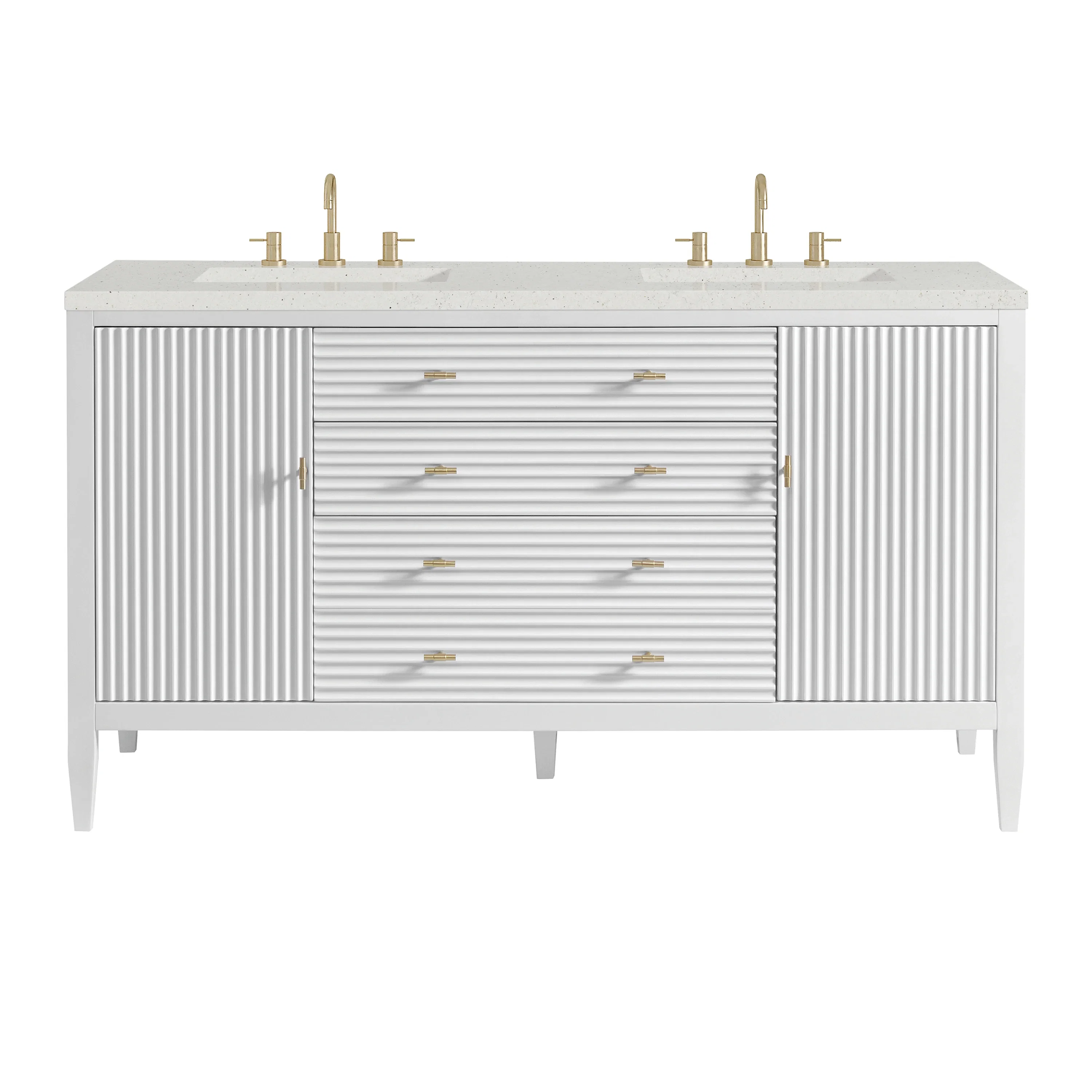 Myrrin 60" Double Vanity, Bright White w/ 3 CM Lime Delight Silestone Top