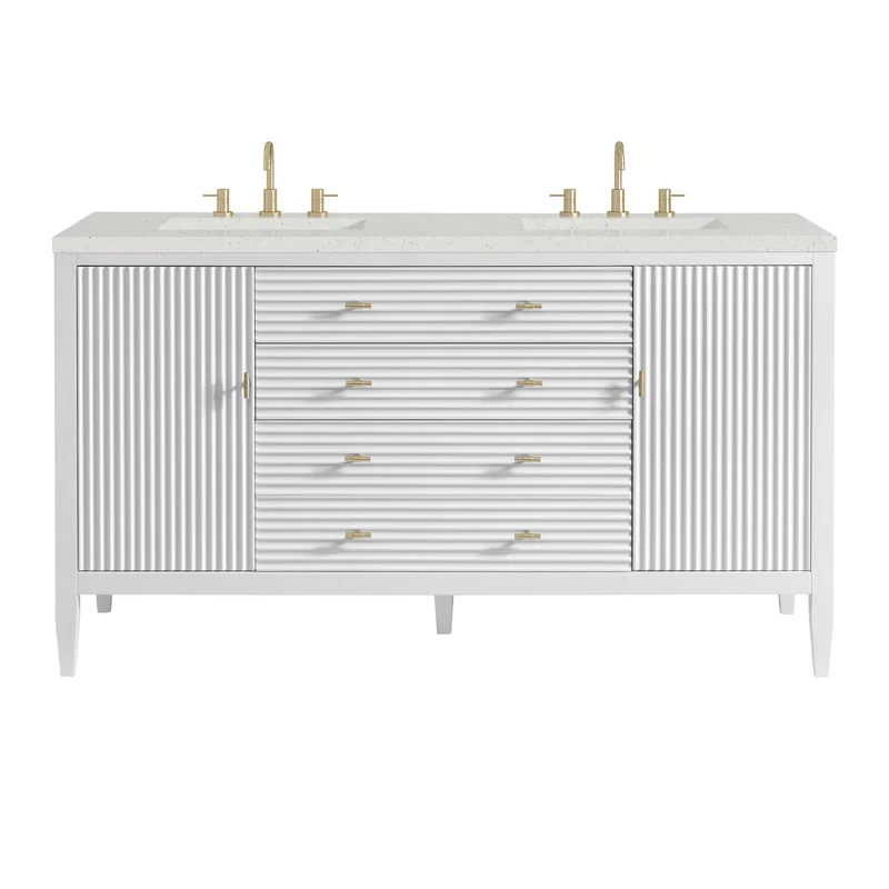 Myrrin 60" Double Vanity, Bright White w/ 3 CM Lime Delight Silestone Top