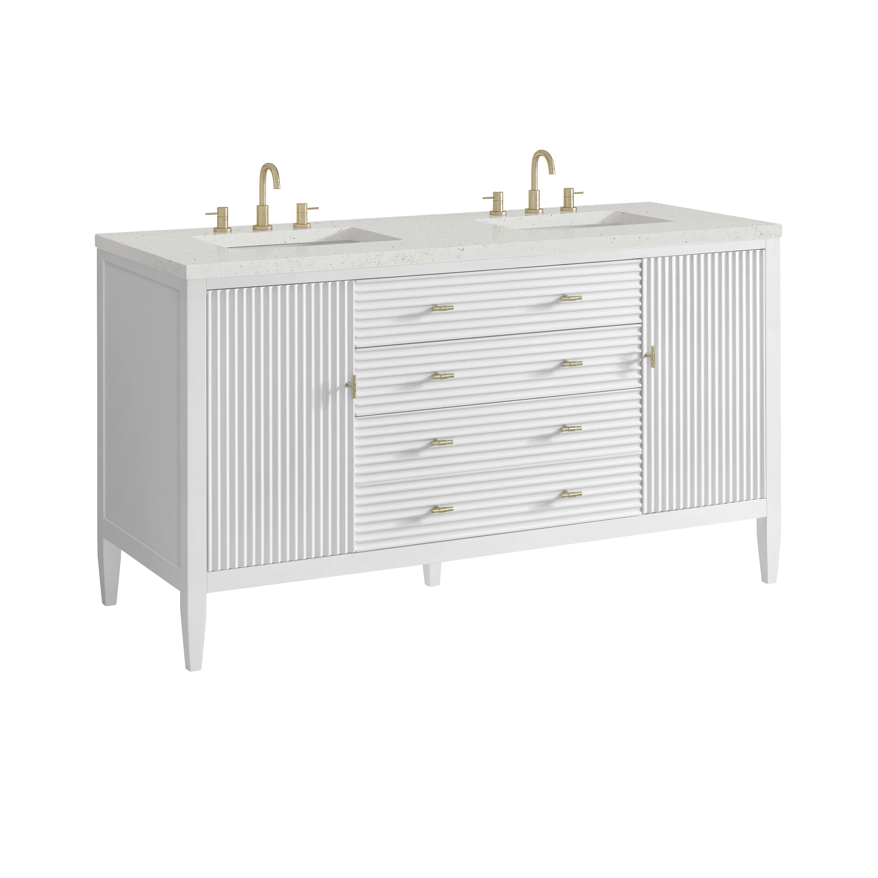 Myrrin 60" Double Vanity, Bright White w/ 3 CM Lime Delight Silestone Top