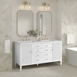 Myrrin 60" Double Vanity, Bright White w/ 3 CM Lime Delight Silestone Top