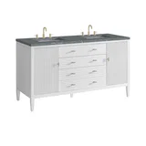 Myrrin 60" Double Vanity, Bright White w/ 3 CM Parisien Bleu Silestone Top