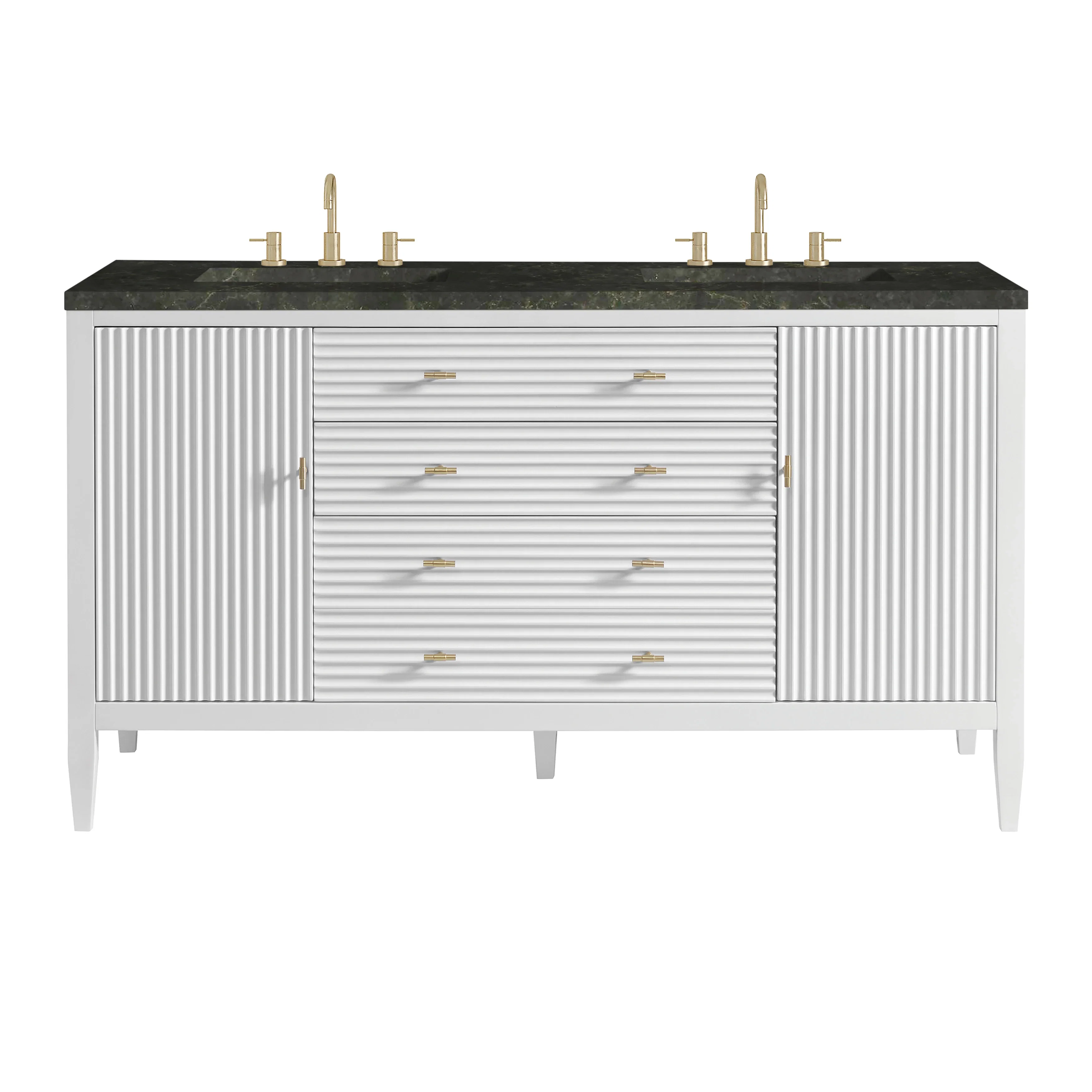 Myrrin 60" Double Vanity, Bright White, w/ 3 CM Phantome Eclos Top