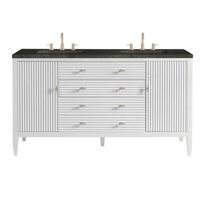 Myrrin 60" Double Vanity, Bright White, w/ 3 CM Phantome Eclos Top