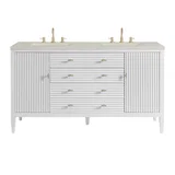 Myrrin 60" Double Vanity, Bright White, w/ 3 CM Siberian Silestone Top
