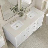 Myrrin 60" Double Vanity, Bright White, w/ 3 CM Siberian Silestone Top