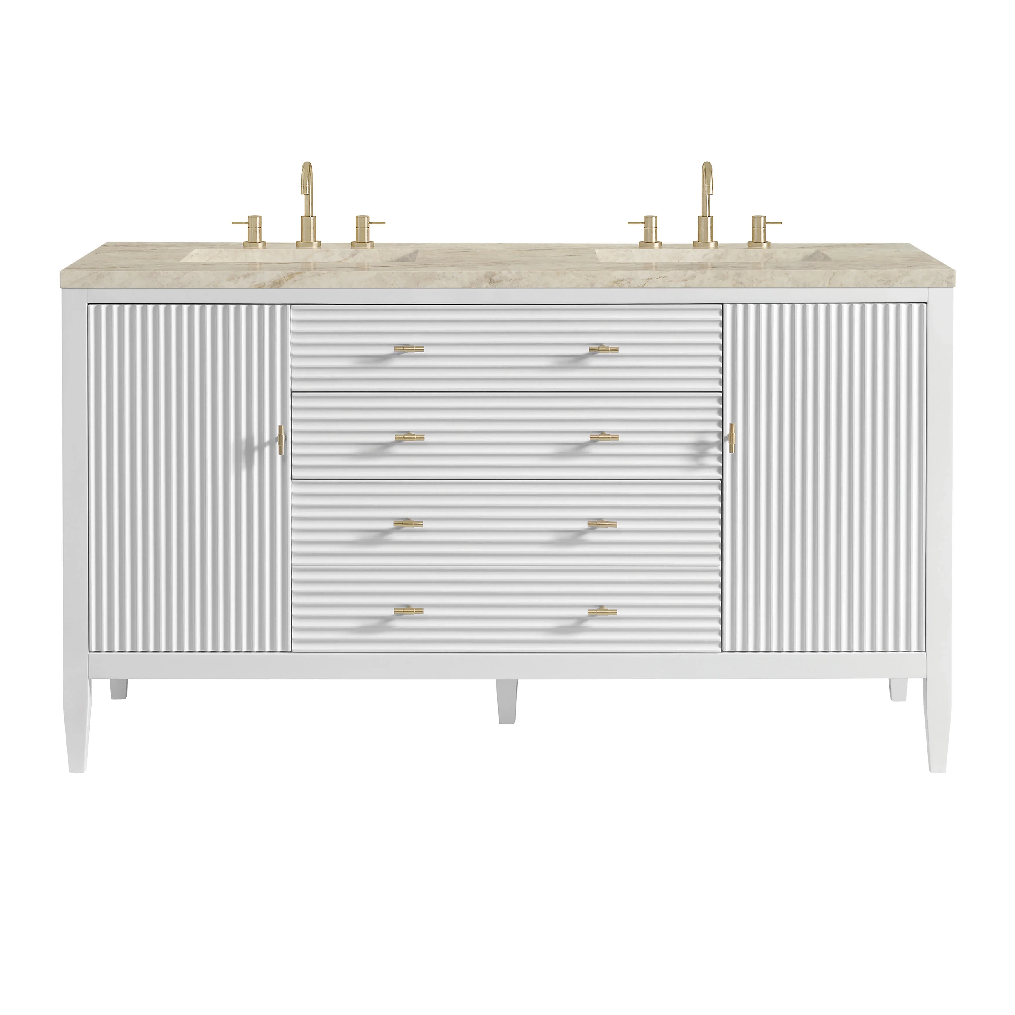 Myrrin 60" Double Vanity, Bright White, w/ 3 CM Tajnar Eclos Top