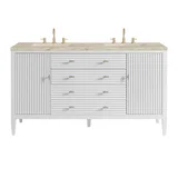 Myrrin 60" Double Vanity, Bright White, w/ 3 CM Tajnar Eclos Top