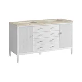 Myrrin 60" Double Vanity, Bright White, w/ 3 CM Tajnar Eclos Top