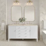 Myrrin 60" Double Vanity, Bright White, w/ 3 CM Tajnar Eclos Top