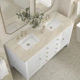 Myrrin 60" Double Vanity, Bright White, w/ 3 CM Tajnar Eclos Top