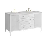 Myrrin 60" Double Vanity, Bright White w/ 3 CM Victorian Silver Silestone Top