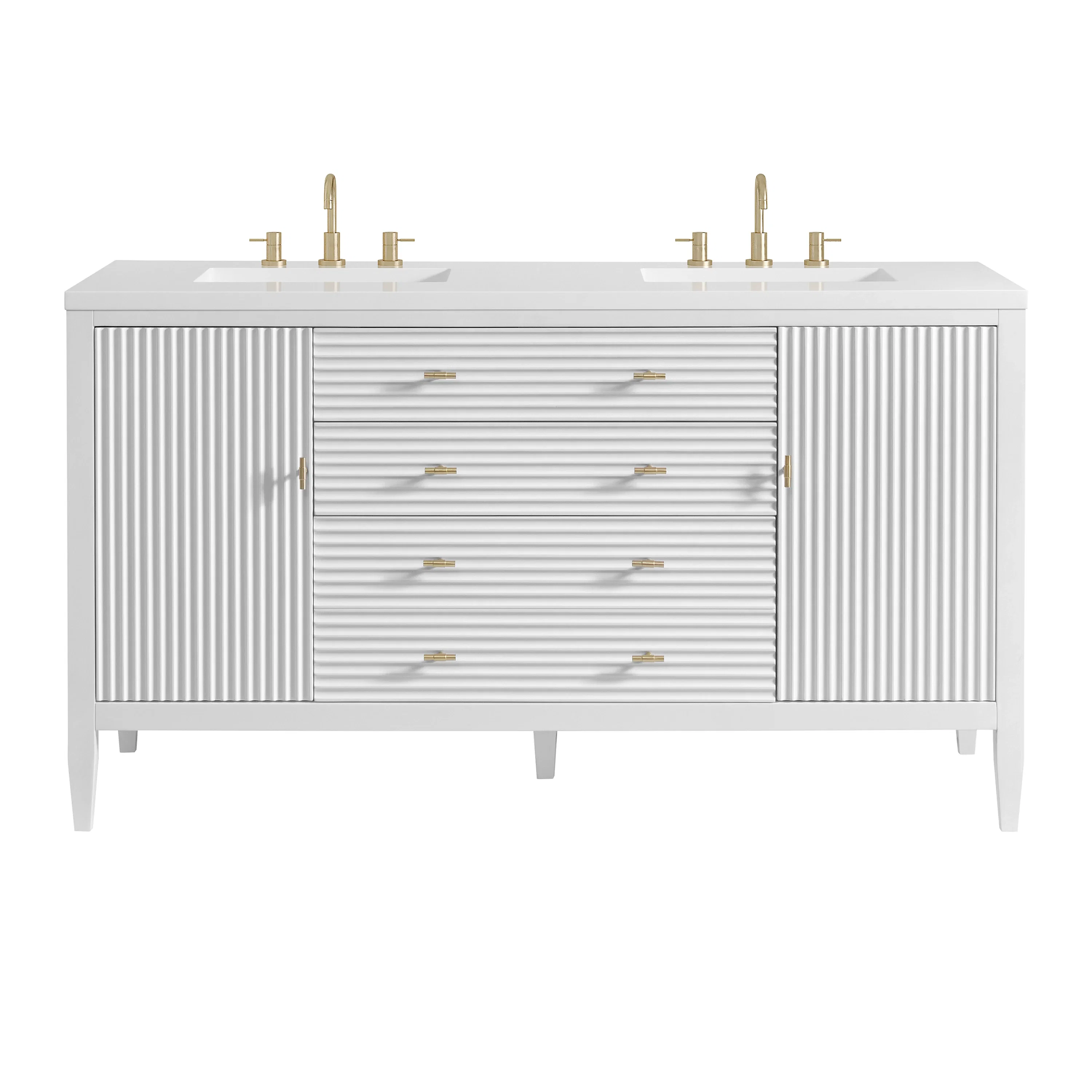 Myrrin 60" Double Vanity, Bright White w/ 3 CM White Zeus Silestone Top