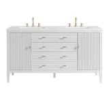 Myrrin 60" Double Vanity, Bright White w/ 3 CM White Zeus Silestone Top
