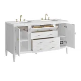 Myrrin 60" Double Vanity, Bright White w/ 3 CM White Zeus Silestone Top