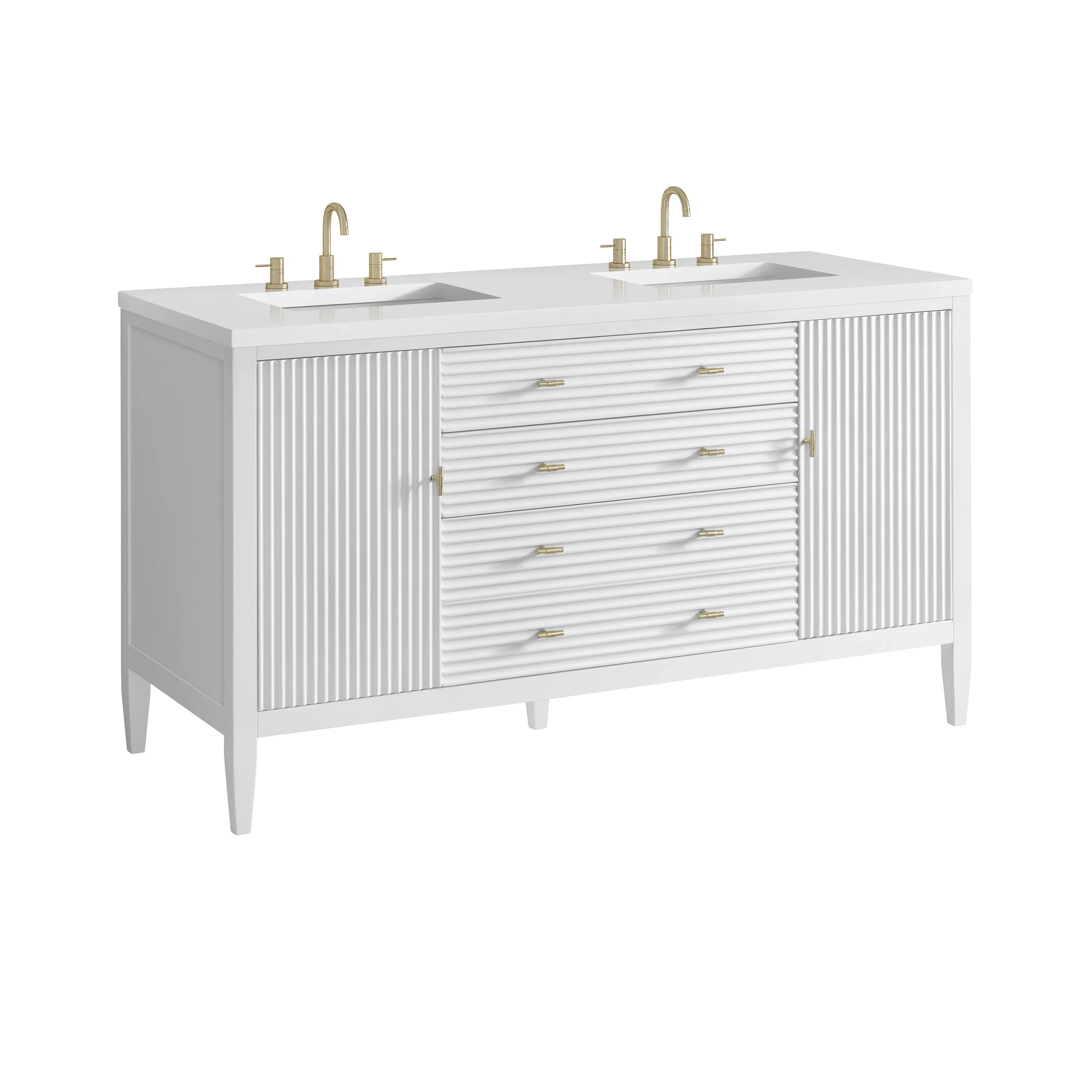 Myrrin 60" Double Vanity, Bright White w/ 3 CM White Zeus Silestone Top