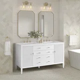 Myrrin 60" Double Vanity, Bright White w/ 3 CM White Zeus Silestone Top
