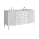 Myrrin 60" Double Vanity, Bright White w/ 3 CM Eternal Jasmine Pearl Silestone Top w/FreePower Wireless Charger
