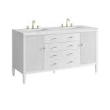 Myrrin 60" Double Vanity, Bright White w/ 3 CM Ethereal Noctis Silestone Top w/FreePower Wireless Charger