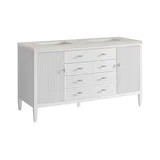 Myrrin 60" Double Vanity, Bright White, w/ 3 CM Siberian Silestone Top w/FreePower Wireless Charger