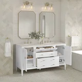 Myrrin 60" Double Vanity, Bright White, w/ 3 CM Siberian Silestone Top w/FreePower Wireless Charger