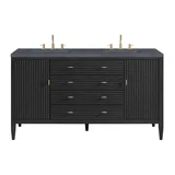 Myrrin 60" Double Vanity, Carbon Oak w/ 3 CM Charcoal Soapstone Silestone Top