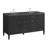 Myrrin 60" Double Vanity, Carbon Oak w/ 3 CM Charcoal Soapstone Silestone Top