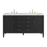 Myrrin 60" Double Vanity, Carbon Oak w/ 3 CM Ethereal Noctis Silestone Top