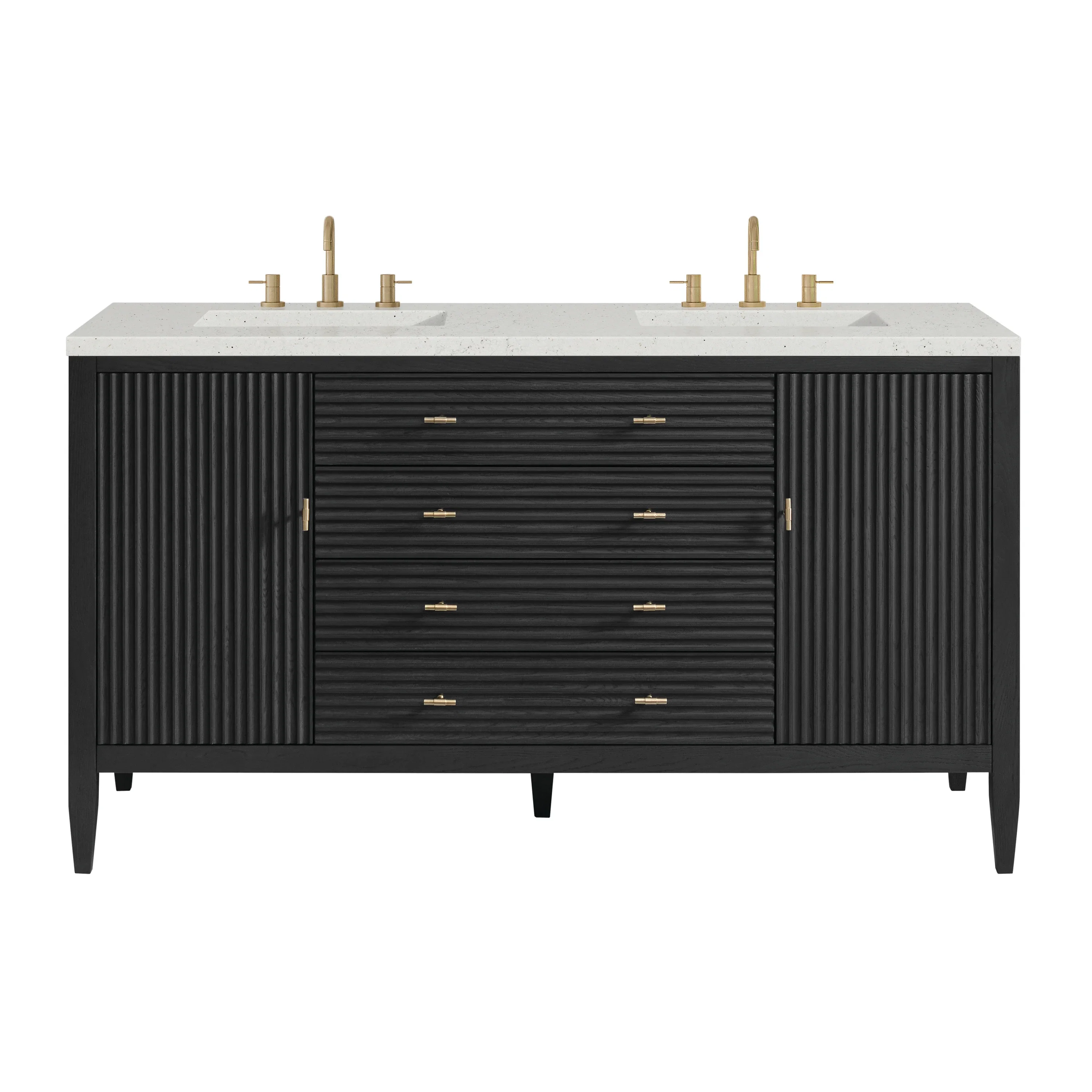 Myrrin 60" Double Vanity, Carbon Oak w/ 3 CM Lime Delight Silestone Top