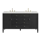 Myrrin 60" Double Vanity, Carbon Oak w/ 3 CM Lime Delight Silestone Top